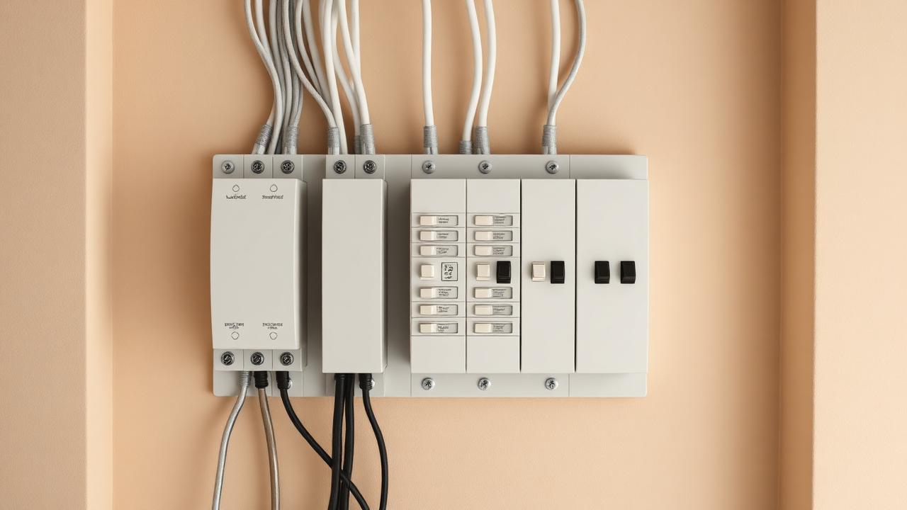 Old rusted fuse box with unsafe tangled wiring before the panel upgrade