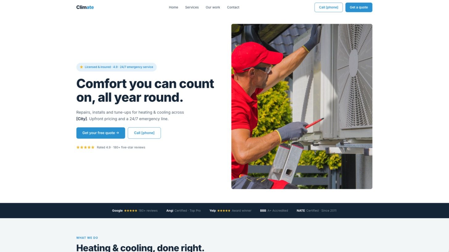 Preview of the Climate HVAC template